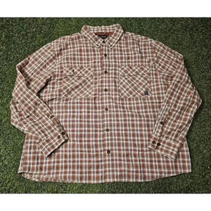 Alaskan Hardgear Shirt Mens XXL Orange Duluth Trading Plaid Button Down Fishing